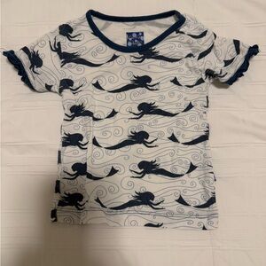 Kickee Pants Blue and White Short Sleeve Tee with Mermaid Print